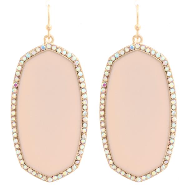 RHINESTONE GEOMETRIC OVAL SHAPE EARRING