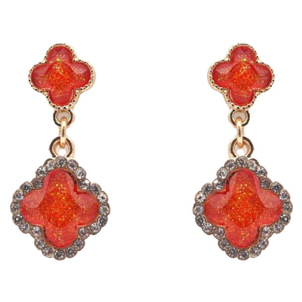 DOUBLE MOROCCAN SHAPE GLITTER DANGLE EARRING