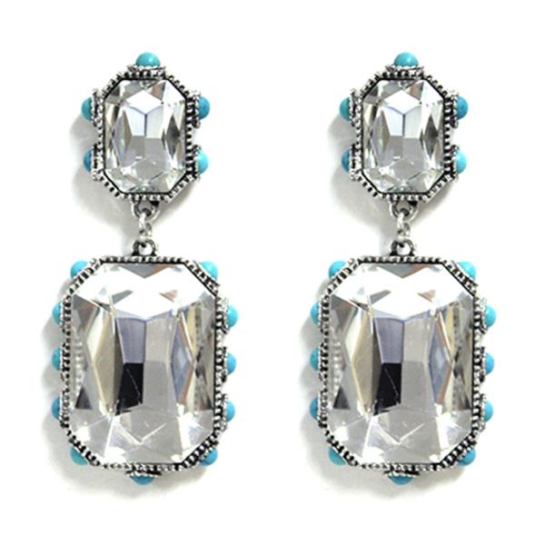 DOUBLE CRYTAL DANGLE EARRING