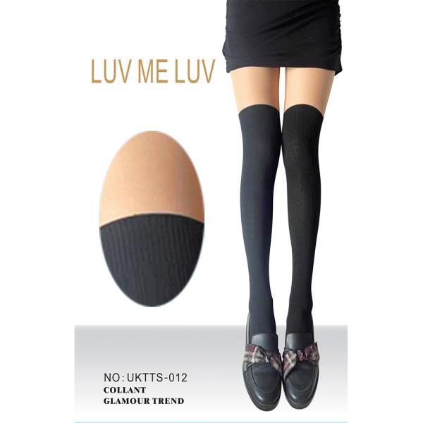 LUV ME LUV FAUX OVER THE KNEE HIGH BLACK PANTY STOCKING