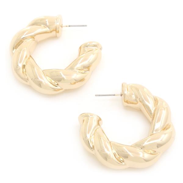 TWISTED BRAIDED OPEN CIRCLE EARRING