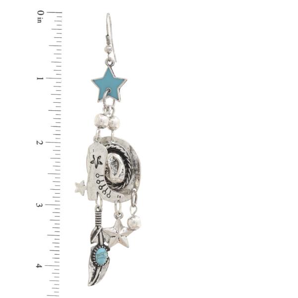 WESTERN COWBOY HAT METAL DANGLE EARRING