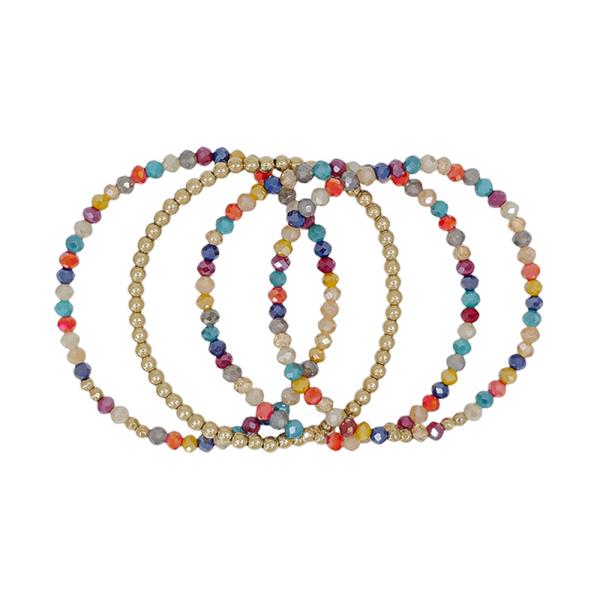 CLAY BALL PAVE STONE ACCENT 3 SET BRACELET