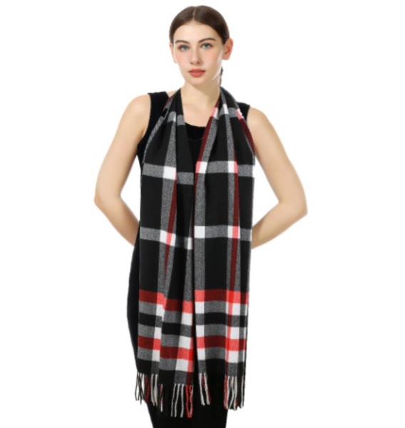NAVY RED CHECK SCARF