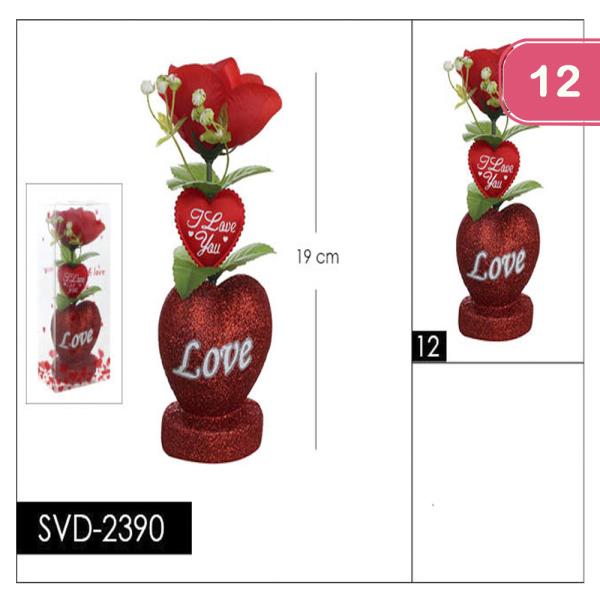 GLITTER HEART LOVE FLOWER VALENTINES DAY GIFT (12 UNITS)