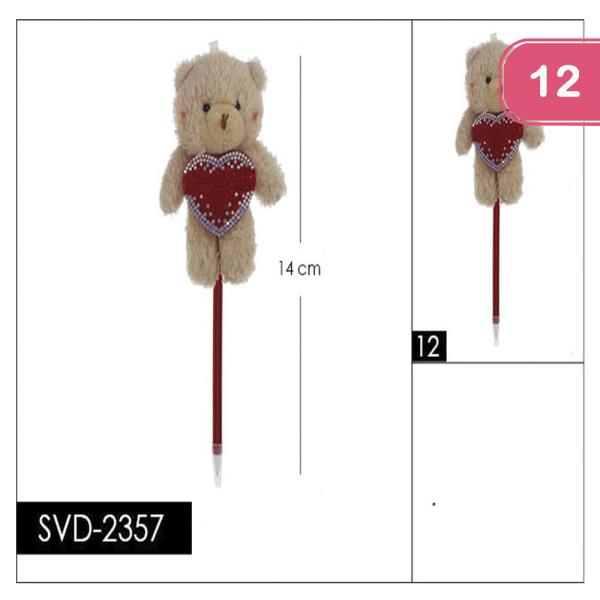 CRYSTAL HEART VALENTINES DAY BEAR PEN (12 UNITS)