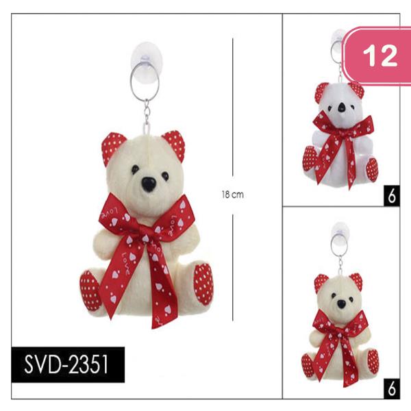 RIBBON BOW BEAR VALENTINES DAY KEYCHAIN (12 UNITS)