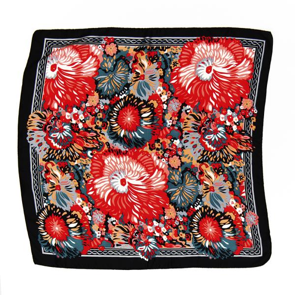 FLORAL PRINTED SILKY BORDER BANDANA