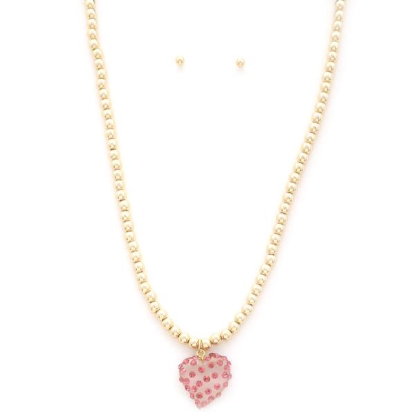 HEART CRYSTAL BALL BEAD NECKLACE