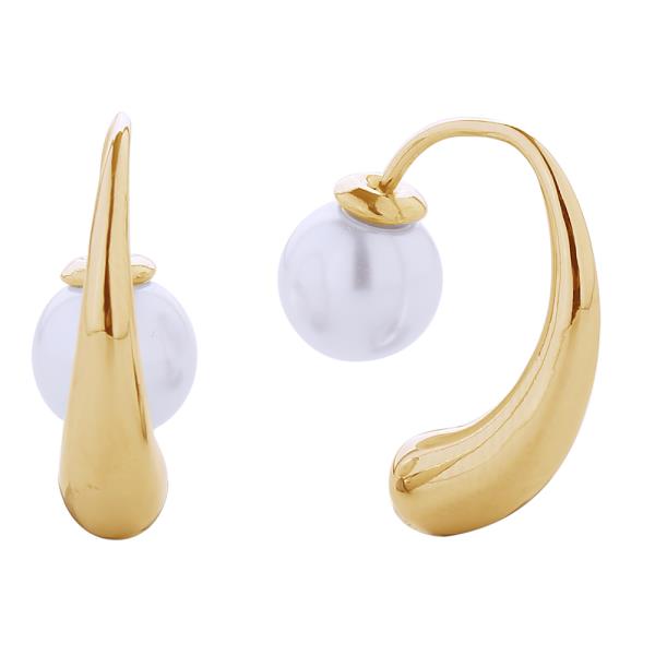 14K GOLD/WHITE GOLD DIPPED PRINCE RUBERT DROP PEARL EARRINGS