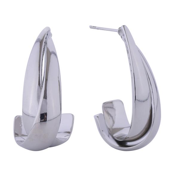 14K GOLD/WHITE GOLD DIPPED DOUBLE TEARDROP POST EARRINGS