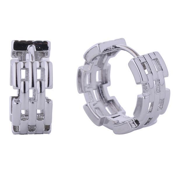 14K GOLD/WHITE GOLD DIPPED MAILLON HUGGIE HOOP EARRINGS