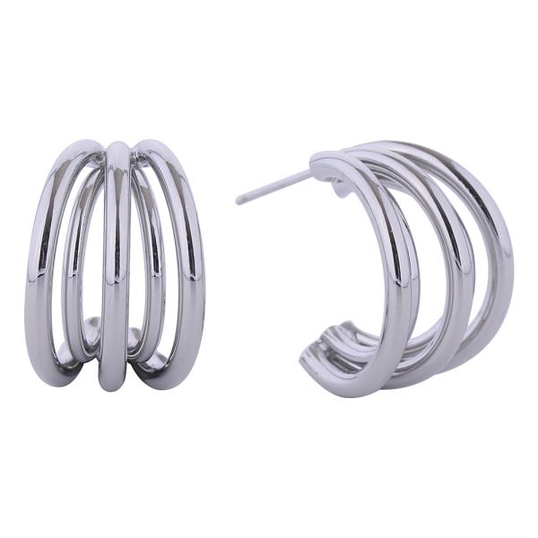 14K GOLD/WHITE GOLD DIPPED QUINTUPLE HOOP POST EARRING