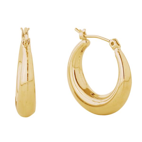 14K GOLD/WHITE GOLD DIPPED DAILY HOOP PINCATCH EARRINGS