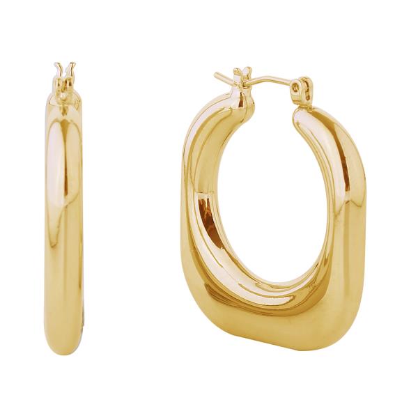 14K GOLD/WHITE GOLD DIPPED PUFFY SOUARE PINCATCH EARRINGS
