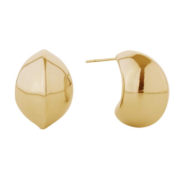 14K GOLD/WHITE GOLD DIPPED OVAL DOME POST EARRINGS