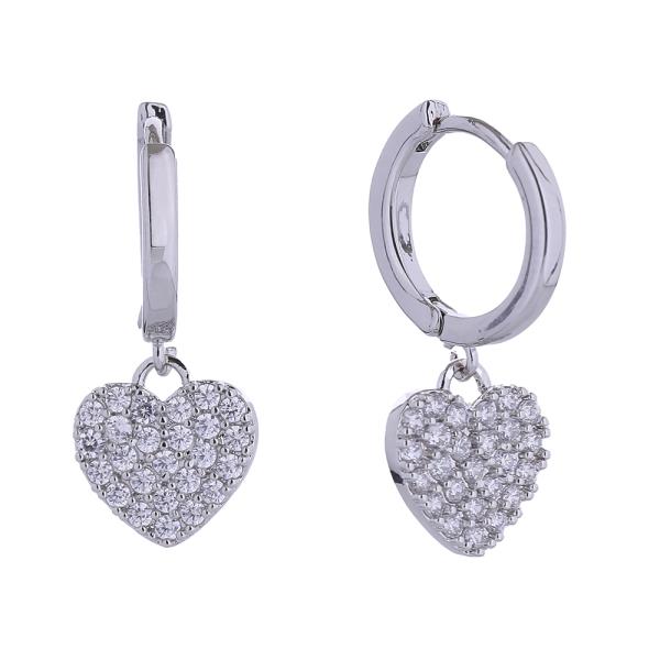 14K GOLD/WHITE GOLD DIPPED RADIANT HEART SWING EARRINGS