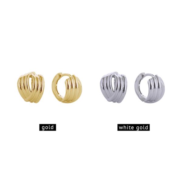 14K GOLD/WHITE GOLD DIPPED CRISS CROSS TRIO HOOP EARRINGS