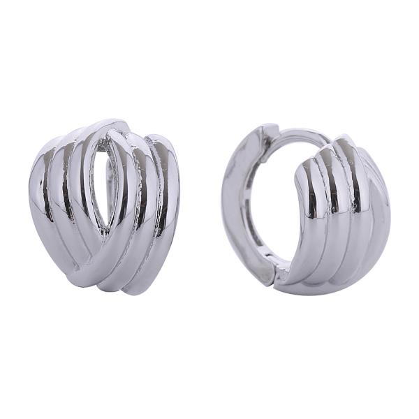 14K GOLD/WHITE GOLD DIPPED CRISS CROSS TRIO HOOP EARRINGS