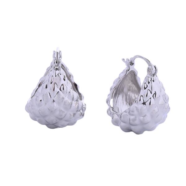 14K GOLD/WHITE GOLD DIPPED BUMPY ROCKY PINCATCH EARRINGS