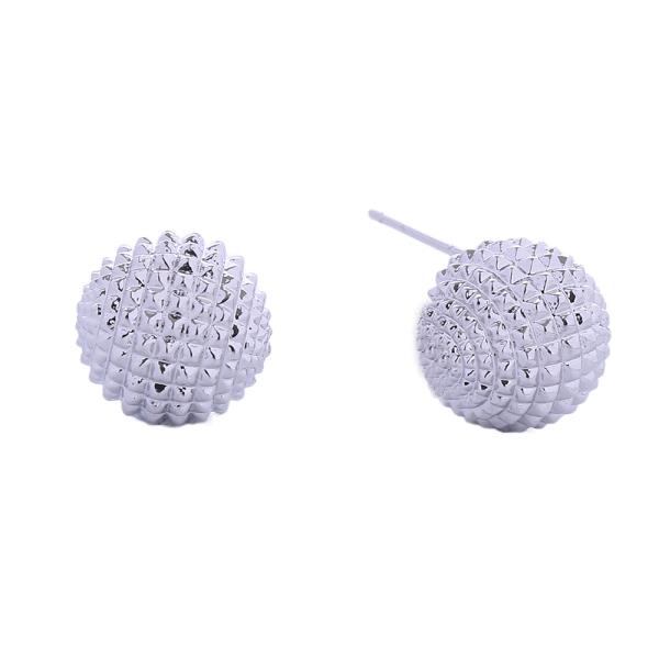 14K GOLD/WHITE GOLD DIPPED MATTE CAVIAR POST EARRINGS