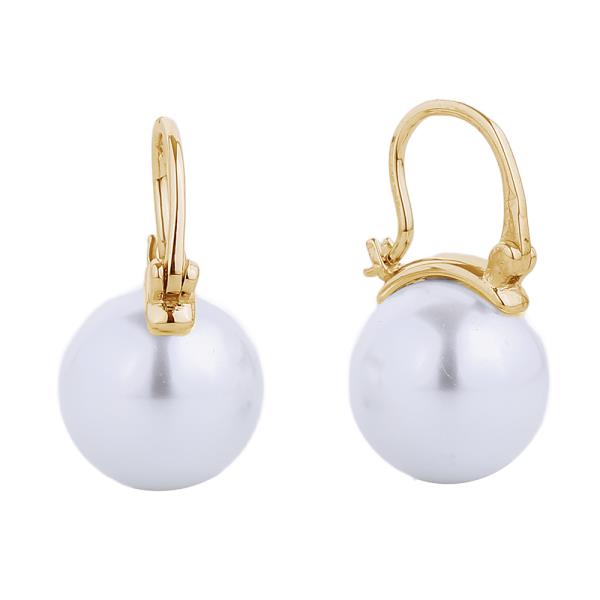 14K GOLD/WHITE GOLD DIPPED PEARL PIN CATCH EARRING