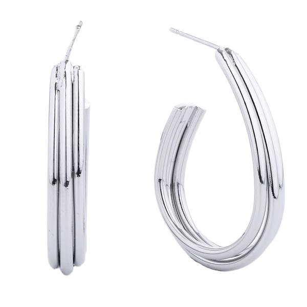 14K GOLD/WHITE GOLD DIPPED POST HOOP EARRING