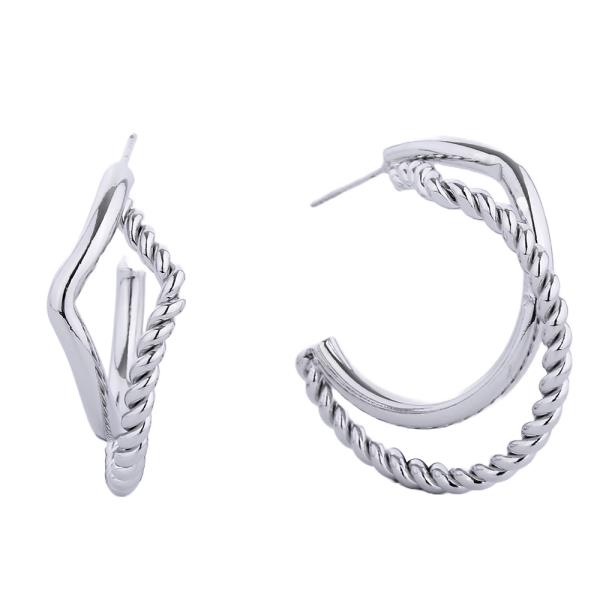 14K GOLD/WHITE GOLD DIPPED POST HOOP EARRING