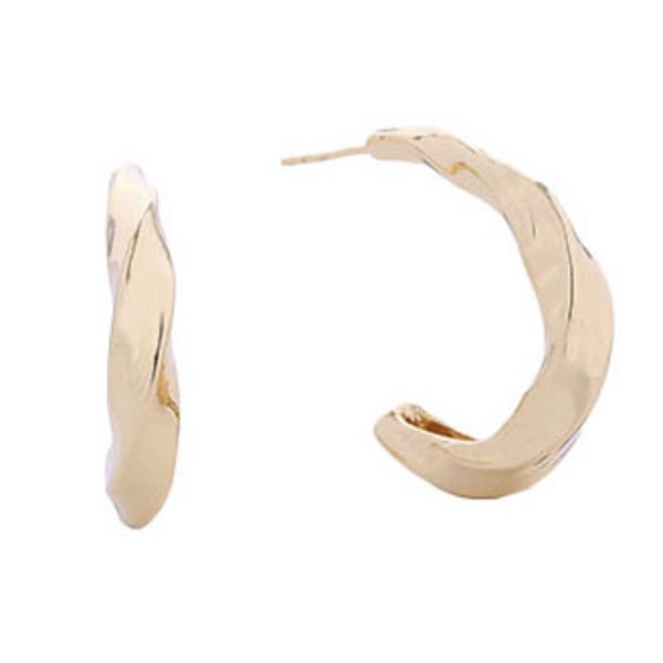 14K GOLD/WHITE GOLD DIPPED TWISTED HOOP POST EARRINGS