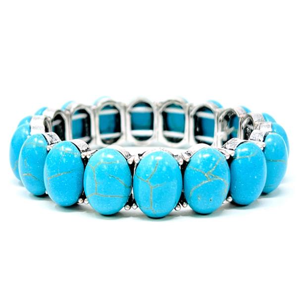 OVAL TURQUOISE BEAD BRACELET