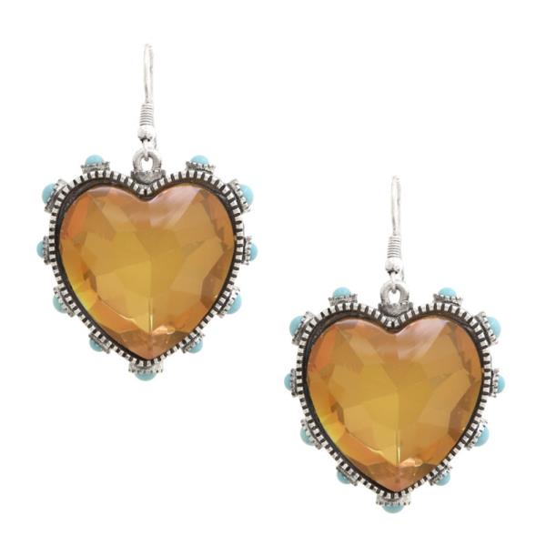 WESTERN HEART TURQUOISE BEAD EARRING