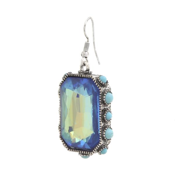 WESTERN SQUARE TURQUOISE BEAD EARRING