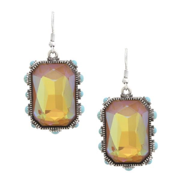 WESTERN SQUARE TURQUOISE BEAD EARRING