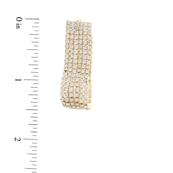 PEARL BEAD RHINESTONE CHAIN LOOP EARRING