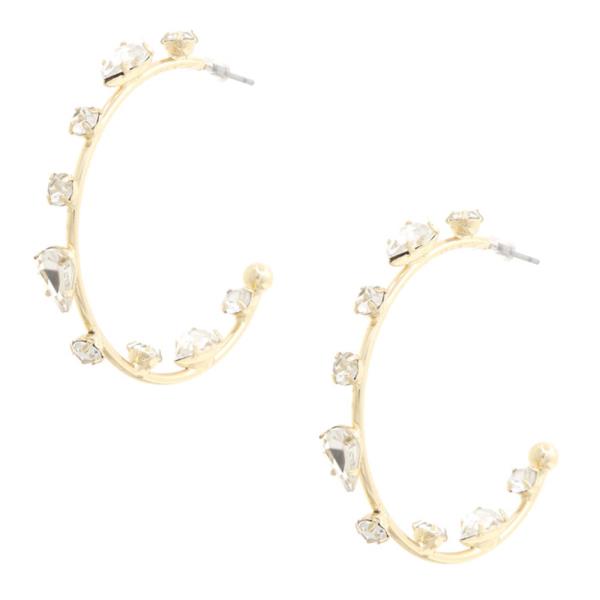 RHINESTONE EDGE OPEN HOOP EARRING