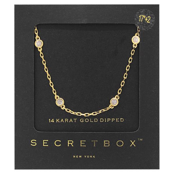 SECRET BOX 14K GOLD DIPPED CZ DAINTY NECKLACE