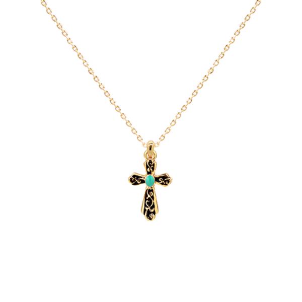 CROSS CHARM 14K GOLD DIPPED NECKLACE