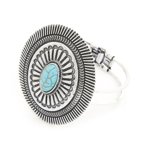 WESTERN OVAL METAL CUFF BRACELET