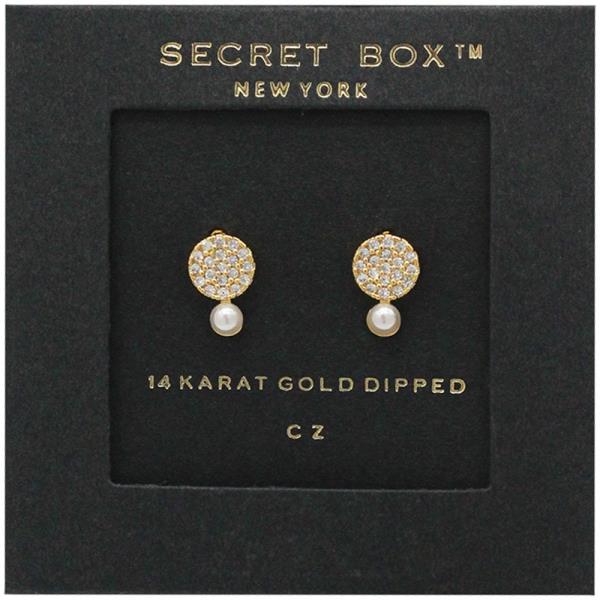 SECRET BOX 14K GOLD DIPPED CZ STUD EARRING