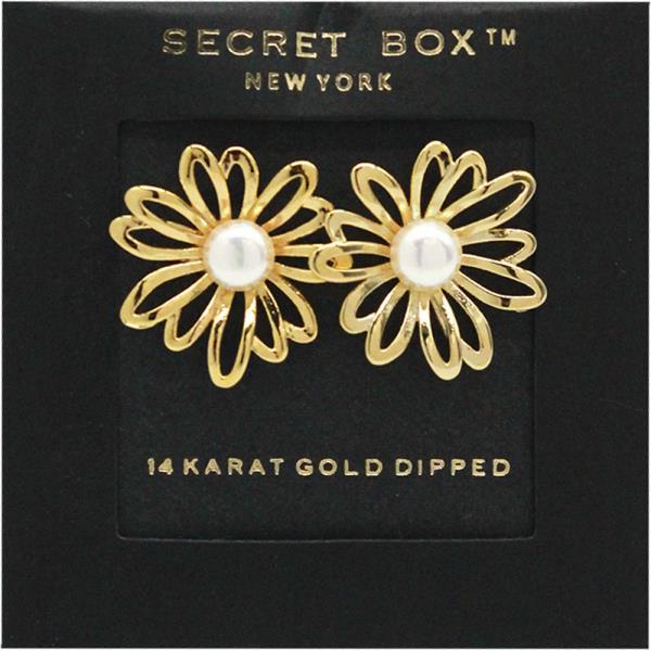 SECRET BOX 14K GOLD DIPPED FLOWER EARRING
