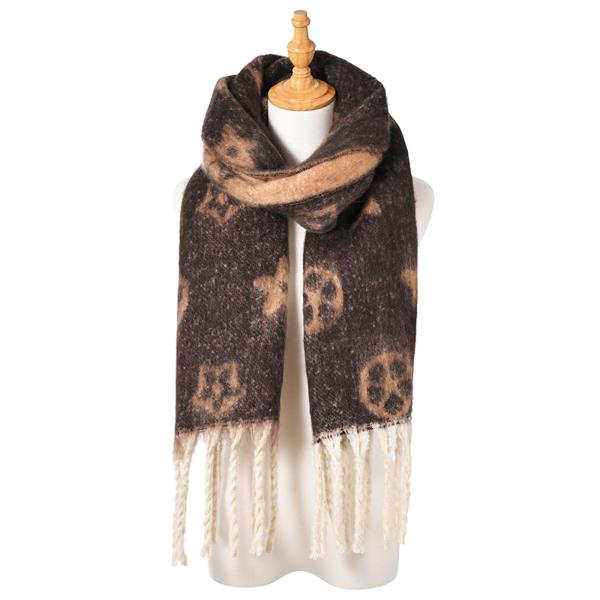 FLOWER PATTERN TASSEL BLANKET SCARF