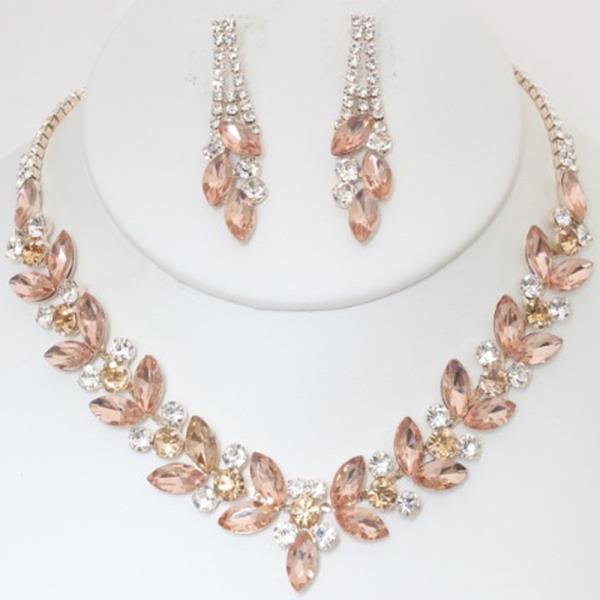RHINESTONE CRYSTAL NECKLACE AND EARRING SET