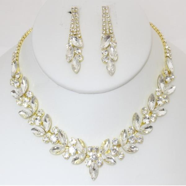 RHINESTONE CRYSTAL NECKLACE AND EARRING SET