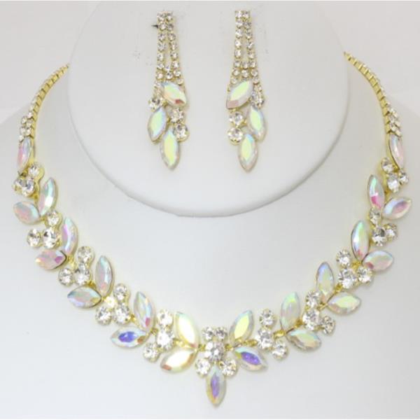 RHINESTONE CRYSTAL NECKLACE AND EARRING SET