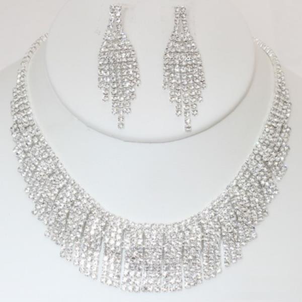 CRYSTAL RHINESTONE NECKLACE EARRING SET