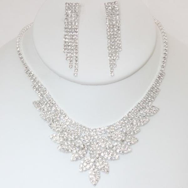 CRYSTAL RHINESTONE NECKLACE EARRING SET