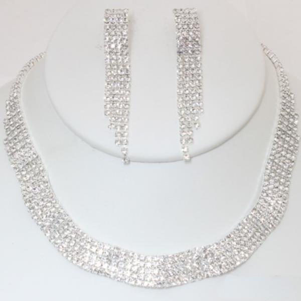 CRYSTAL RHINESTONE NECKLACE EARRING SET