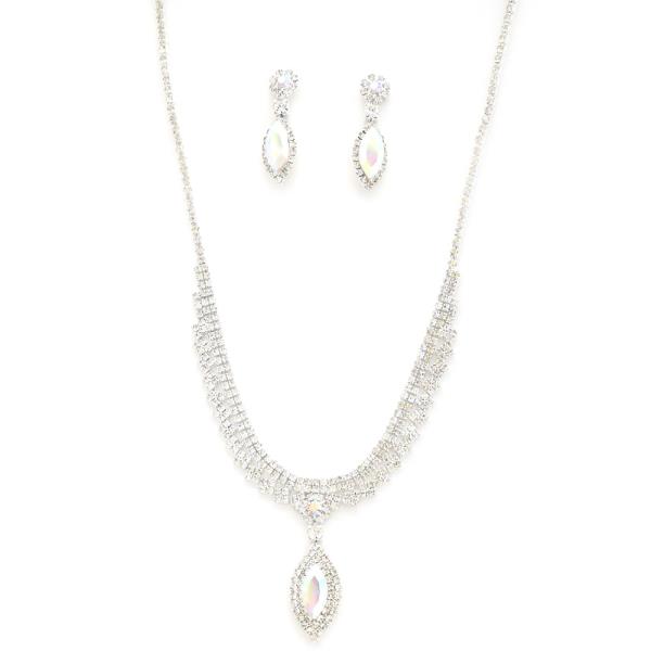 CRYSTAL RHINESTONE NECKLACE EARRING SET