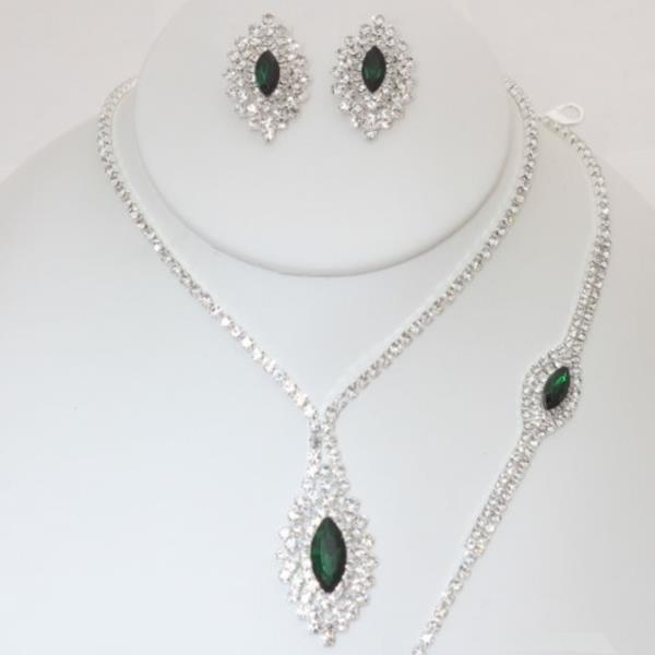 CRYSTAL RHINESTONE NECKLACE EARRING BRACELET SET
