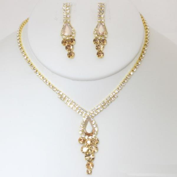 CRYSTAL RHINESTONE NECKLACE EARRING SET